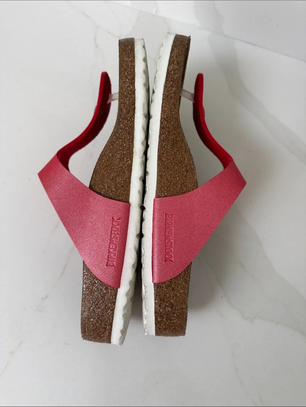 Women's Pink coral Gizeh size 11 42 R T-Strap Cork Footbed Sandals